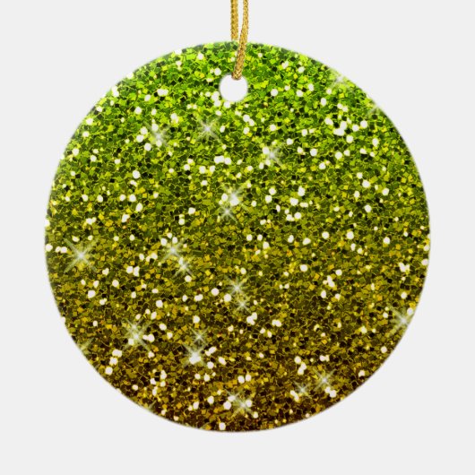 Lichtgroene goudglitters keramisch ornament (Voorkant)