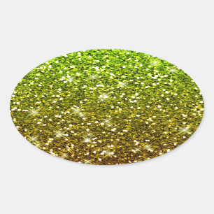 Lichtgroene goudglitters ovale sticker