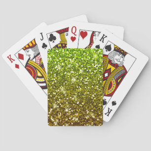 Lichtgroene goudglitters pokerkaarten