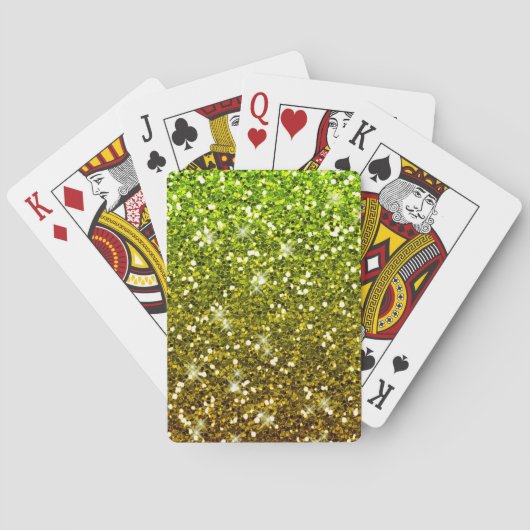 Lichtgroene goudglitters pokerkaarten (Achterkant)