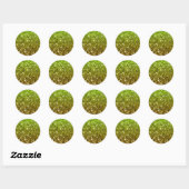 Lichtgroene goudglitters ronde sticker (Vel)