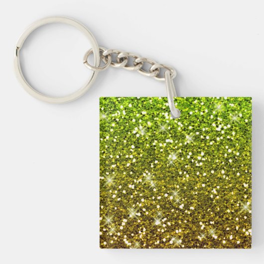 Lichtgroene goudglitters sleutelhanger (Voorkant)