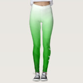 Lichtgroene Gradient Geometry Mesh Patroon Naam Leggings (Voorkant)