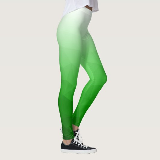 Lichtgroene Gradient Geometry Mesh Patroon Naam Leggings (Rechts)