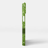 Lichtgroene groene faux glitter sparkle Monogram iPhone Hoesje (Rechterkant)