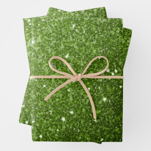 Lichtgroene groene faux glitter sparkles inpakpapier vel (In situ)
