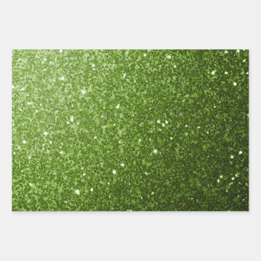 Lichtgroene groene faux glitter sparkles inpakpapier vel (Voorkant)