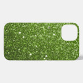 Lichtgroene groene faux glitter sparkles iPhone hoesje (Achterkant horizontaal)