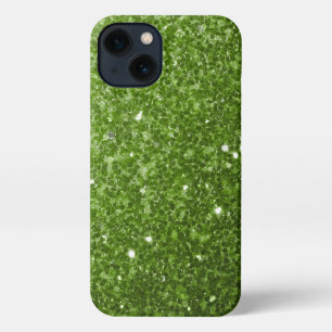 Lichtgroene groene faux glitter sparkles iPhone 13 hoesje