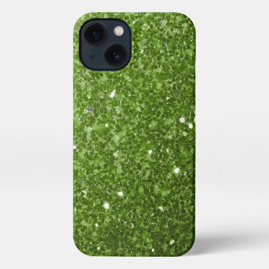 Lichtgroene groene faux glitter sparkles iPhone hoesje (Achterkant)