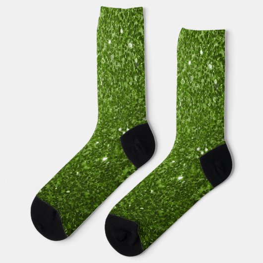 Lichtgroene groene faux glitter sparkles sokken (Links)