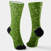 Lichtgroene groene faux glitter sparkles sokken (Gebogen)