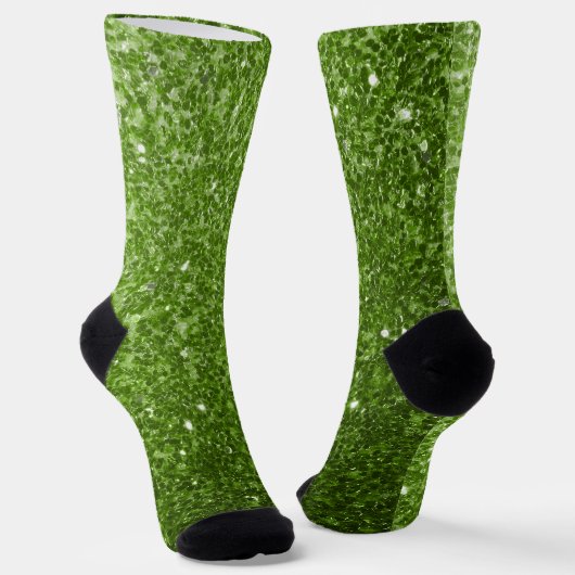 Lichtgroene groene faux glitter sparkles sokken (Gebogen)