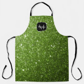 Lichtgroene groene glitter glinstert Monogram Schort (Voorkant)