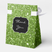 Lichtgroene groene glitter sparkles Monogram Bedankdoosjes (Achterkant)