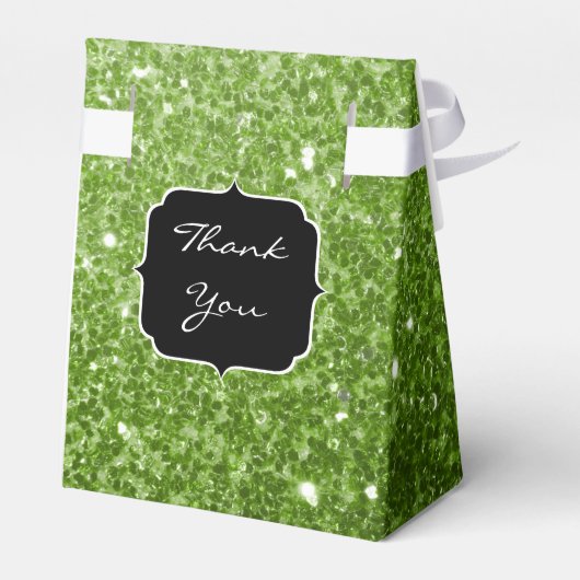 Lichtgroene groene glitter sparkles Monogram Bedankdoosjes (Achterkant)