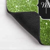 Lichtgroene groene glitter sparkles Monogram Muismat (Hoek)