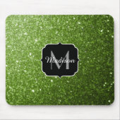 Lichtgroene groene glitter sparkles Monogram Muismat (Voorkant)