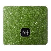 Lichtgroene groene glitter sparkles Monogram Snijplank (Voorkant)