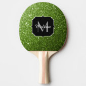 Lichtgroene groene glitter sparkles Monogram Tafeltennisbatje (Voorkant)