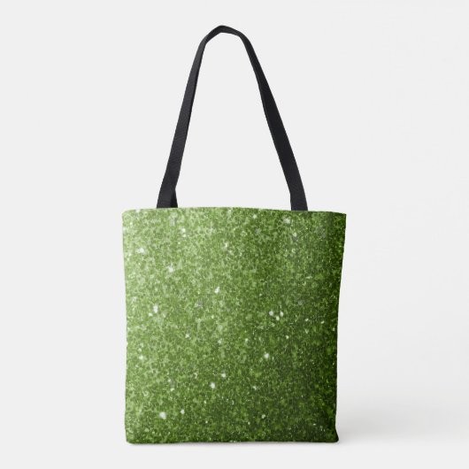 Lichtgroene groene glitter sparkles Monogram Tote Bag (Achterkant)
