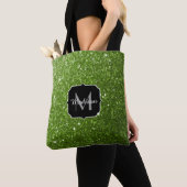 Lichtgroene groene glitter sparkles Monogram Tote Bag (Dichtbij)