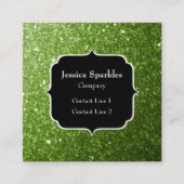 Lichtgroene groene glitter sparkles Monogram Vierkante Visitekaartje (Voorkant)