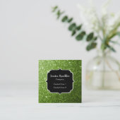 Lichtgroene groene glitter sparkles Monogram Vierkante Visitekaartje (Staand voorkant)