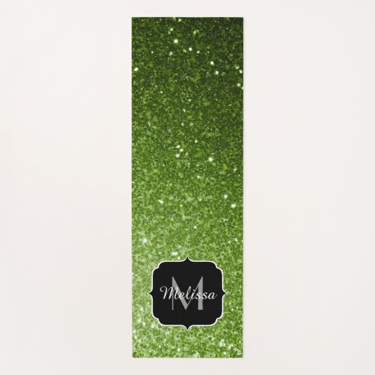 Lichtgroene groene glitter sparkles Monogram Yogamat (Voorkant)