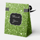 Lichtgroene groene glitter vonken Monogram Bedankdoosjes (Achterkant)