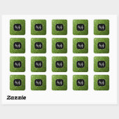 Lichtgroene groene glitter vonken Monogram Vierkante Sticker (Vel)