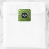 Lichtgroene groene glitter vonken Monogram Vierkante Sticker (Tas)