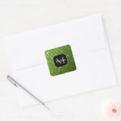 Lichtgroene groene glitter vonken Monogram Vierkante Sticker (Envelop)