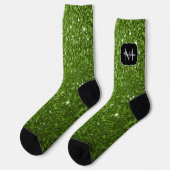 Lichtgroene groene namaak glinster glans Monogram Sokken (Links)