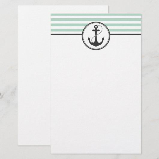 Lichtgroene handmatige anker briefpapier (Voorkant / Achterkant)