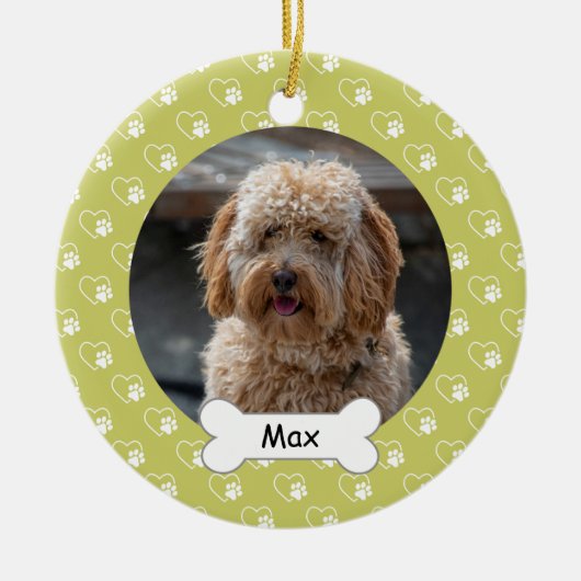 Lichtgroene harten Paws Custom Huisdier Puppy Dog Keramisch Ornament (Voorkant)