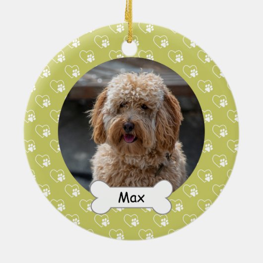 Lichtgroene harten Paws Custom Huisdier Puppy Dog  Keramisch Ornament (Achterkant)