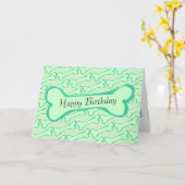 Lichtgroene hondenbot Happy Birthday Kaart (Gele Bloem)