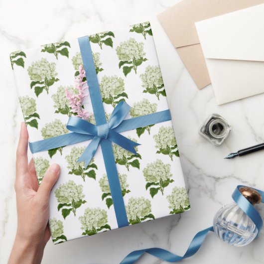 Lichtgroene Hydrangea Bloesem Cadeaupapier (Geschenken)