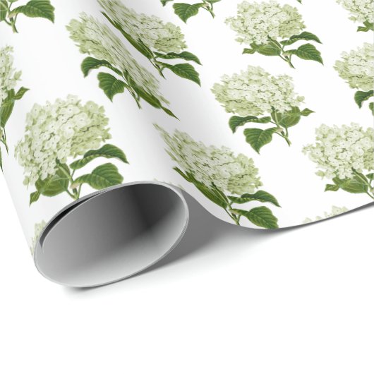 Lichtgroene Hydrangea Bloesem Cadeaupapier (Rol Hoek)