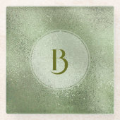 Lichtgroene, iriserende textuur achtergrondglascoa glazen onderzetter (Voorkant)