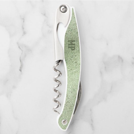 Lichtgroene iriserende textuur kurkentrekker (Voorkant)