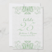 Lichtgroene kant en witte trouwtafel nummer 2 kaart (Voorkant)