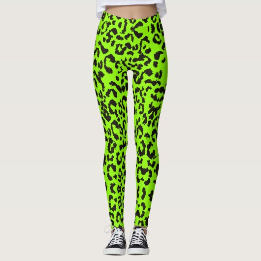 Lichtgroene Leopard Print | Tijgerprint Leggings (Voorkant)