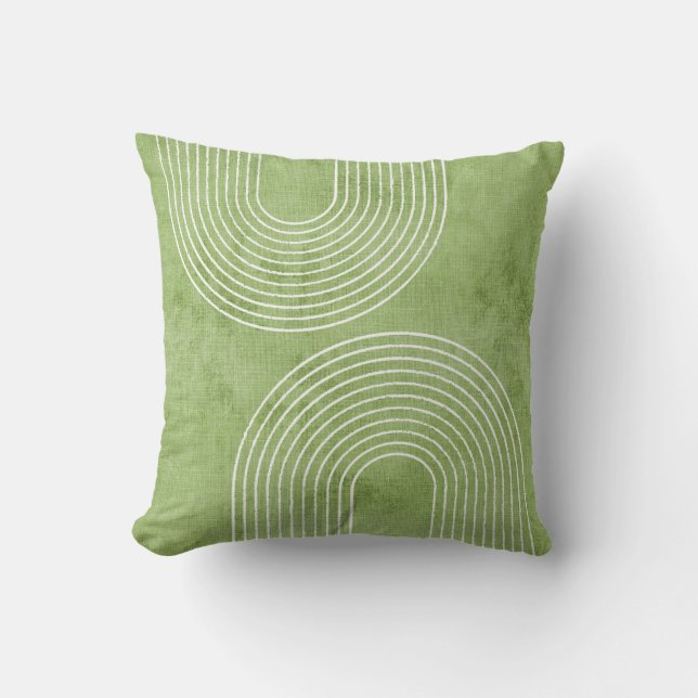 Lichtgroene Linnen Minimalist Kussen (Voorkant)