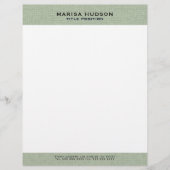 Lichtgroene linnen stof textuur briefhoofd (Voorkant)
