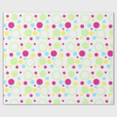 Lichtgroene Magenta Blue Circles Stippen Cadeaupapier (Vlak)