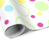 Lichtgroene Magenta Blue Circles Stippen Cadeaupapier (Rol Hoek)