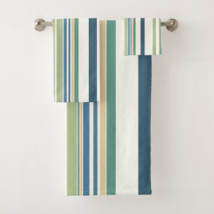 Lichtgroene marineblauwe strepen bad handdoek