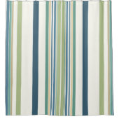 Lichtgroene marineblauwe strepen douchegordijn (Voorkant)